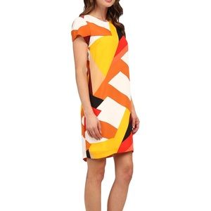Vince Camuto Cap Sleeve Color Blocks Shift Dress